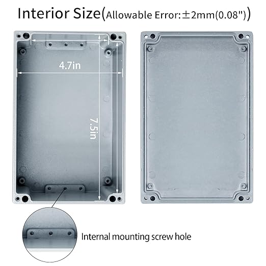 Waterproof IP66 Aluminum Alloy Metal Junction Box Outdoor Waterproof Electrical Enclosure Gray 7.9"x5.1"x2.9"