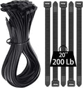 Zip Ties Heavy Duty 20 inch，200 LBS Tensile Strength Durable Long Cable Ties ，Large Wire Ties Adjustable Nylon Tie Wraps for Indoor Outdoor（ 50 pcs Black）