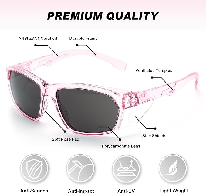 ProtectX Classic Safety Glasses, Anti-Fog Scratch Resistant Lenses, Protective Eyewear for Work, Indoor/Outdoor, ANSI Z87.1