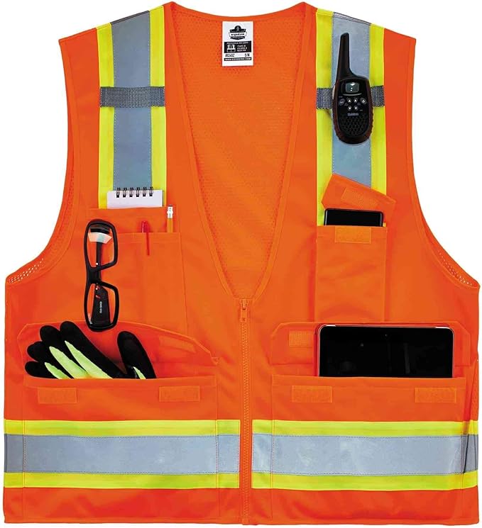 Ergodyne Unisex Two-tone Class 2 Two Tone Surveyors Vest, Orange, Small-Medium US