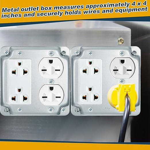 8 Set 4 × 4" Electrical Junction Box with Cover Electrical Metal Outlet Box, 21.0 Cu. in. Capacity Receptacle Exposed Work Cover, 1-1/2'' Deep (1 Gfci and 1 Duplex)