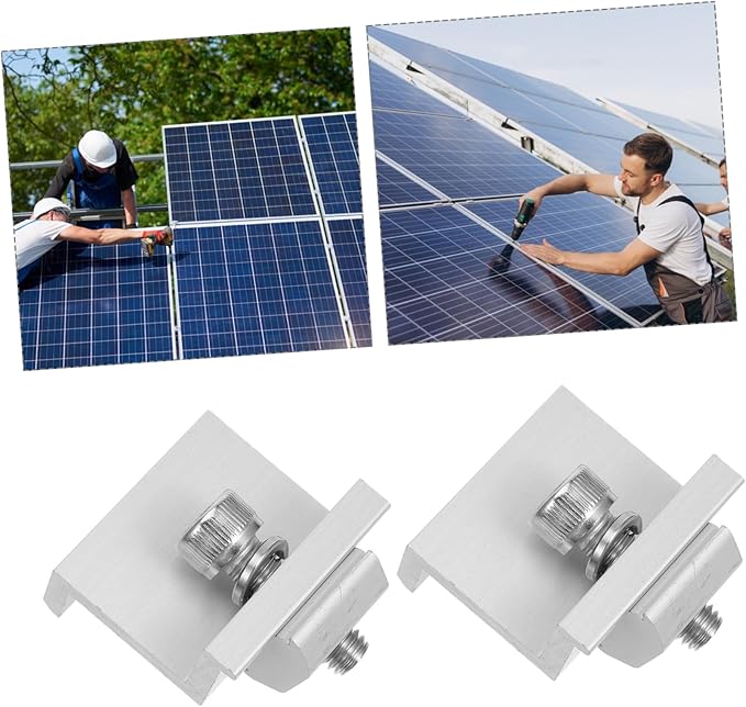 Happyyami 12pcs Solar Panel Fixing Clips Bracket Clamps for Secure Solar Panel Mounting Versatile Design for Various Photovoltaic Systems Outdoor Use