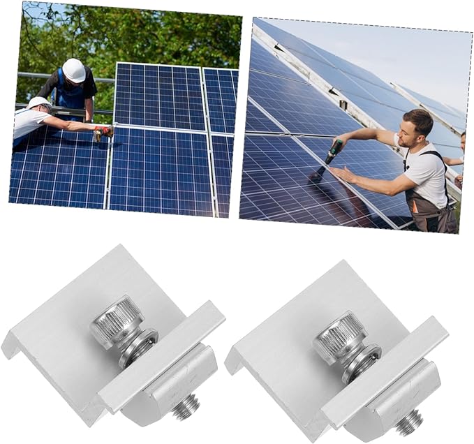12pcs Metal Solar Panel Rack Clips Outdoor Solar Panel Fixed Buckle Unique Design for Easy Installation Mid End Clamps for Photovoltaic Systems