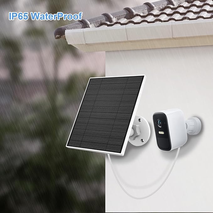 Solar Panel for Eufy Outdoor Camera, 5W Camera Solar Panel Charger Compatible with Eufycam, Continuous Power Supply, Solar Panel with 9.8ft Charging Cable, IP65 Waterproof, Adjustable Wall Mount