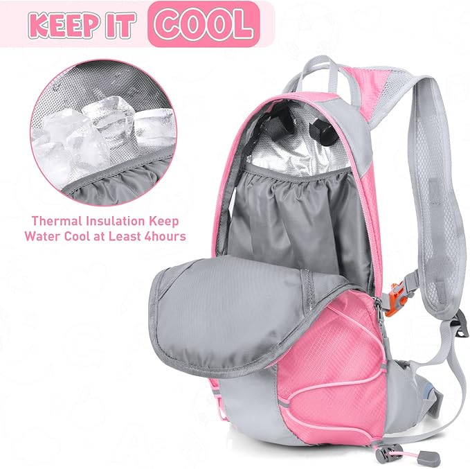 Hydration Pack for Kids Hydration Backpack with 1.5L Hydration Bladder Lightweight Insulated Water Pack for Hiking Biking Climbing Running