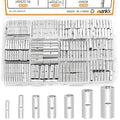 mankk 284PCS Non Insulated Butt Connectors Kit 26-6 Gauge Tinned Red Copper Butt Connector Uninsulated Butt Connector Wire Crimp Connectors for Electrical Appliances Cars Boats etc