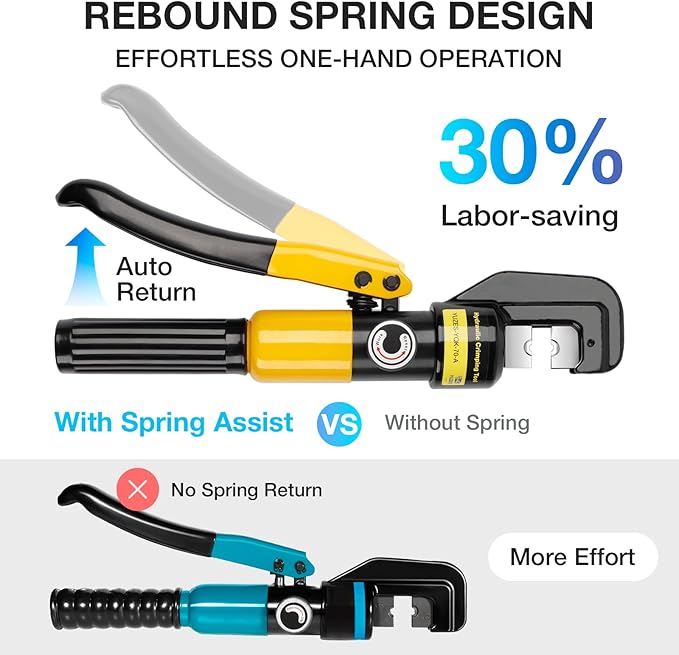 YUZES Hydraulic Crimping Tool 10 Tons, 12 AWG to 2/0 Battery Cable Crimper Tool with 9 Dies, Easy to Operate Hydraulic Wire Crimping Tool Kit for Wire Rope, Battery Cable Ends Ring Terminals