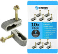 STEREN Coaxial Cable Clips - Cable Holder - Wire Clips - Siding Clips for Hanging - Cord Holder for Desk - Cable Clamps - Cord Clip - Wire Organizer Clips - Tv Mount Screws - Gray - 10 Pack