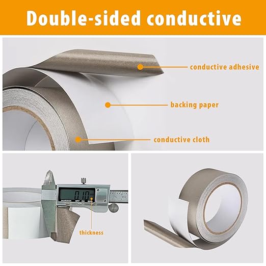 Faraday Tape Double Conductive Cloth Tape, with Conductive Adhesive for, Grounding, EMI Shielding, Wire Harness, Cable Interference Blocking (2in x 59 Feet)