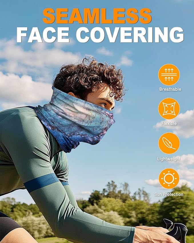 4Pack Neck Gaiter for Men Women Face Cover Mask Head Wrap Balaclava Headwear Bandana Headband Magic Scarf