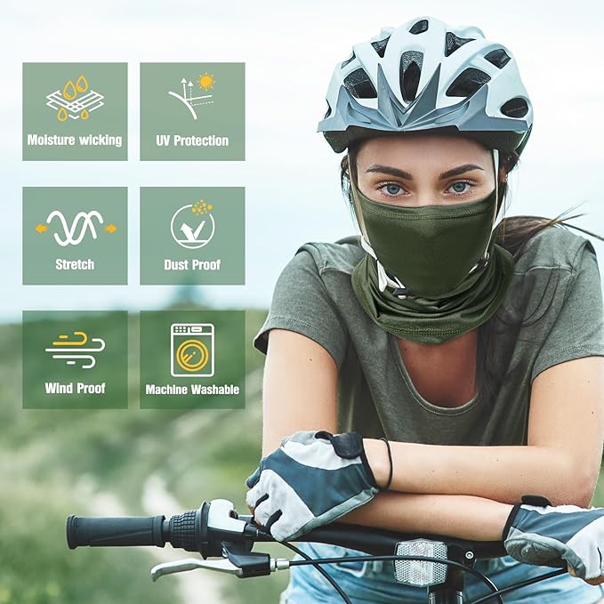 6 Pack Neck Gaiter for Men Women Gator Summer UV Dust Mask Cooling Neck Gaiters Face Cover for Sun Protection Scarf Bandana