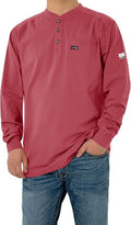 FR Shirts for Men 6oz Lightweight Stretch Work Shirt Flame Resistant Long Sleeve Henley Shirt CAT2
