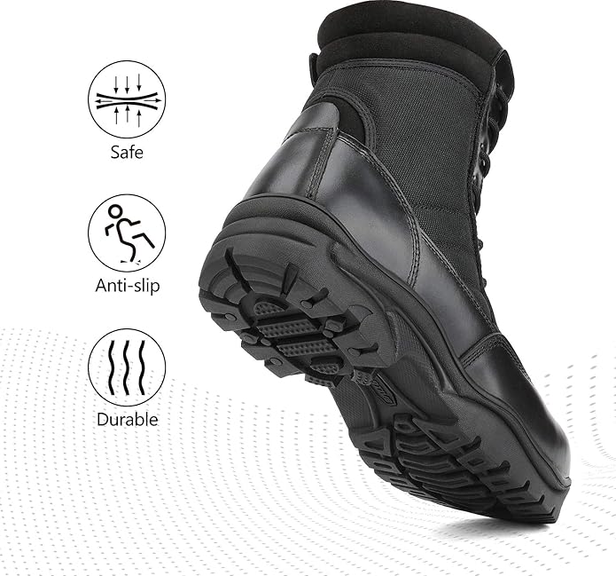 NORTIV 8 Steel Toe Boots for Men Safety Industrial & Construction Military Work Boots Slip Resistant ASTM F2413-18, TROOPER-STL