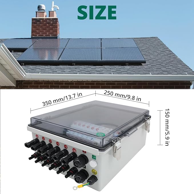 Solar PV Combiner Box, Transparent DC Combiner Box - 6-in-1 Design with IP65 Rating, 550V DC Breaker, and Advanced Lightning Protection for Residential and Commercial Solar Systems