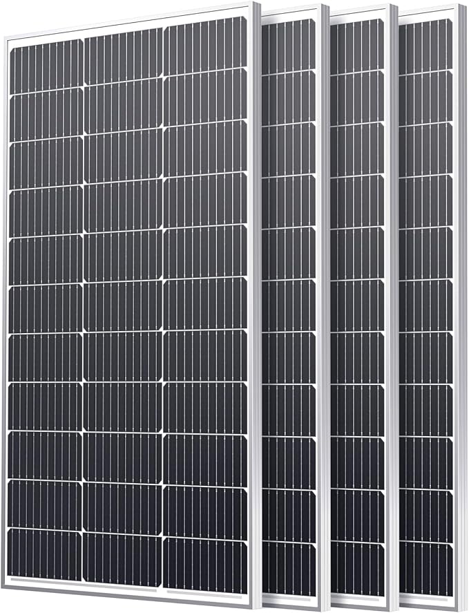 400W Solar Panel, 4 Pcs 100 Watt Solar Panel with High-Output Design,High Efficiency Monocrystalline PV Module for for 12V/24V/48V System,RV,Home,Rooftop,Farm,Off-Grid Cabin,Emergency Backup