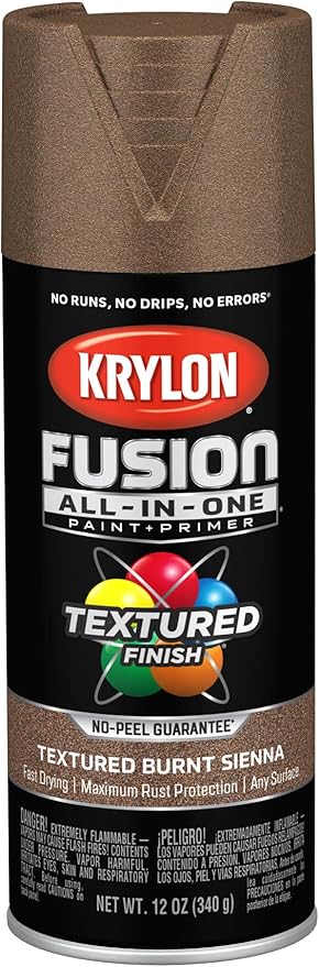 Krylon Fusion All-In-One Adhesive Spray Paint for Indoor/Outdoor Use, 12 oz, Burnt Sienna