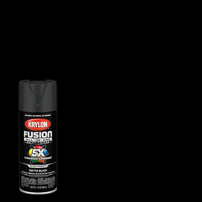 Krylon K02732007 Fusion All-In-One Spray Paint for Indoor/Outdoor Use, Matte Black, 12 Ounces (Pack of 2)