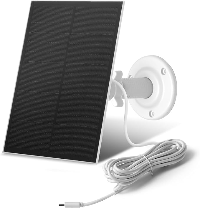 Greensolar 4W Solar Panel for Security Cameras, IP65 Waterproof Outdoor USB-C Cable with Adjustable Bracket, Compatible with Rechargeable Battery Cameras