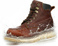 Moc Toe Work Boots for Men Waterproof Soft/Steel Toe Comfortable Full Grain Leather Non Slip Wedge Outsole Construction 6" Workboots