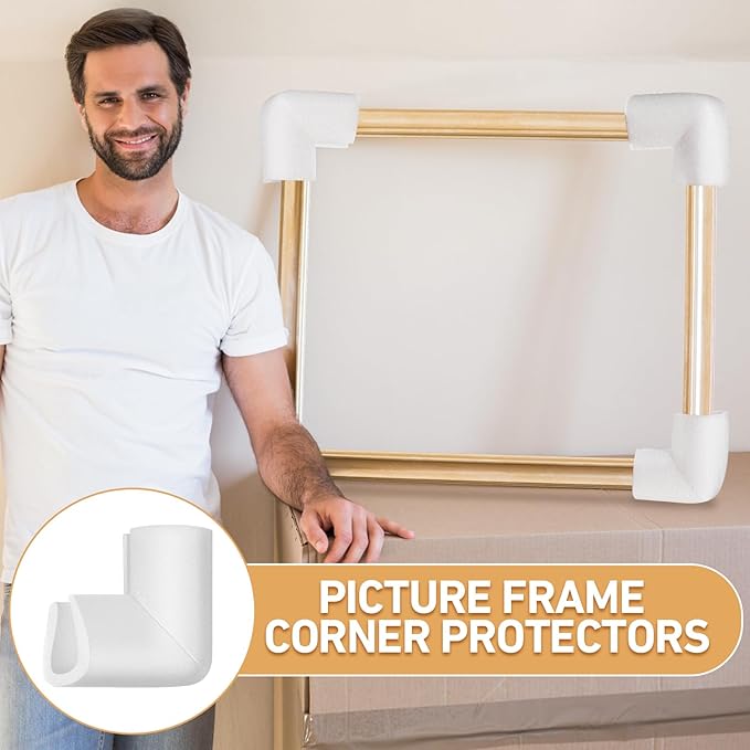 Frienda 12 Pcs Foam Corner Protectors for Moving Mirror TV Box Frame Edge Protection Corners for Pictures Photo Shipping Packaging Holiday Gift Wrapping