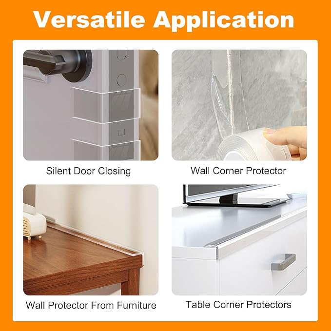 Clear Edge Protector Strip Sharp Edge Wrap Cover Tape,1.18 in x 9.84 FT,Self Adhesive Protective Bumper Guards for Cabinet Door Desk Glass Table Bed Furniture, Kitchen Countertop, Waterproof
