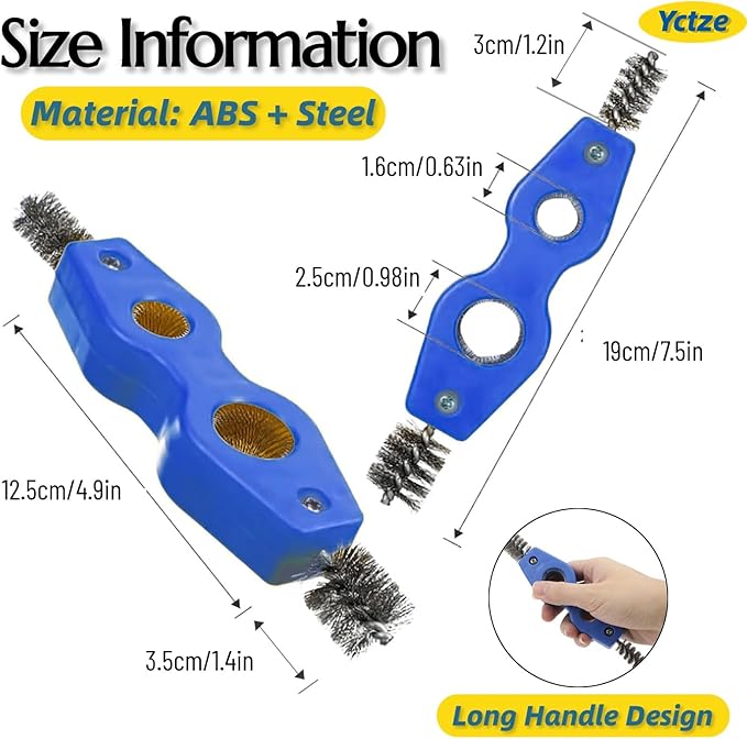 Yctze 4 in 1 Steel Battery Terminal Cleaning Brush, Battery Cleaner Tool, Perfect for Battery Terminals & Pipes, Suitable for Auto Battery Post Cleaner