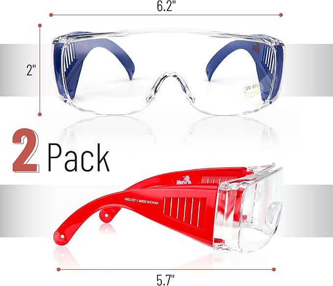 UNCO- Safety Goggles Over Glasses, Protective Goggles, Anti Fog, Work, Safety Glasses Over