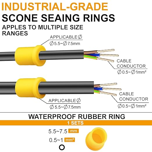 IP68 Waterproof Junction Box Outdoor 2way 3Pin (AC450v,13.5A) M16 Wire Range(5.5-7.5mm) Electrical Cable Connector,Suitable for Repair and Extend Power Cables,UL（3Pack）