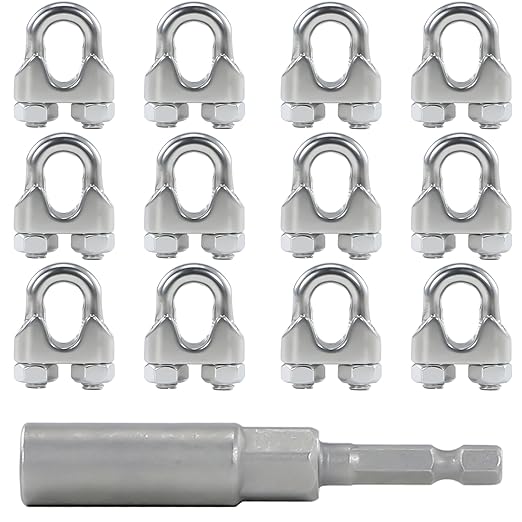 12Pcs M6 1/4 Inches Stainless Steel Wire Rope Clips