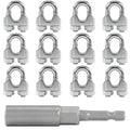 12Pcs M6 1/4 Inches Stainless Steel Wire Rope Clips