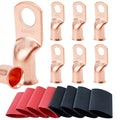 TKDMR 8pcs 3/0 AWG-1/2 Battery Lugs,Heavy Duty Wire Lugs,Ring Terminals,Battery Cable Ends,0 Guage terminals,Battery Terminal Connectors with 8pcs 3:1 Heat Shrink Tubing
