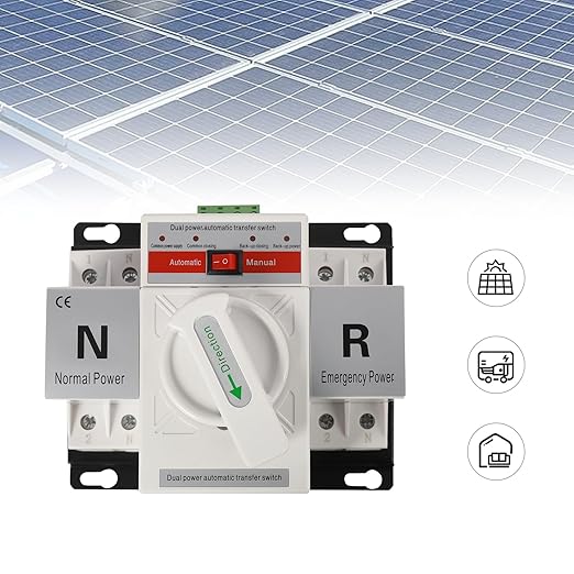 Dual Power Automatic Transfer Switch 63A 2P/4P 110V Generator Changeover Switch Tool Electronic Power Circuit Breaker Controller 50HZ/60HZ (2P/63A White)