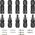 8AWG Solar Connectors IP68 Waterproof 1500V 70A Solid Tinned Copper Terminal Black 5 Pairs for Solar PV Panel Cable(10mm²)