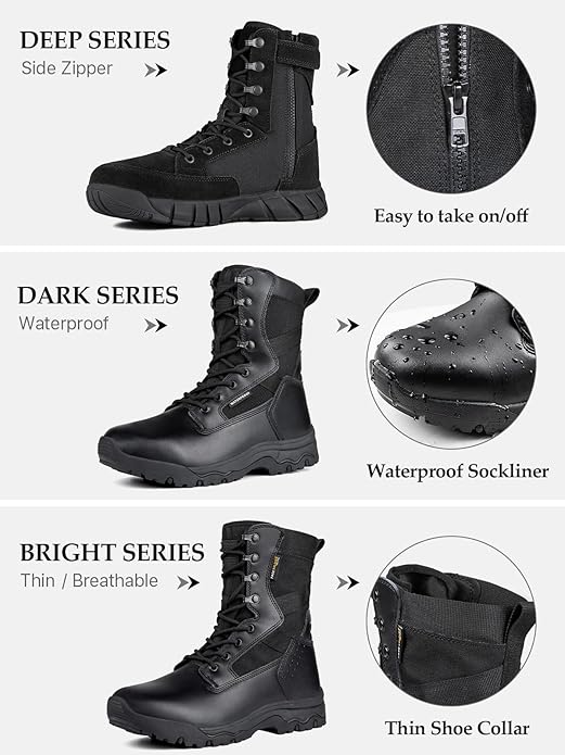 FREE SOLDIER Men's Work Tactical Boots 8 Inches Lightweight Combat Boots Durable Suede Leather Military Boot Desert Boot