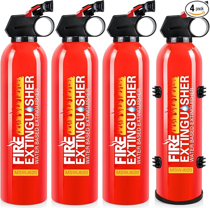 Portable Fire Extinguisher for Home and Vehicle - 4 Pack Small Fire Extinguisher with Mount for A, B, C, K Fire, Suitable for Vehicle, Home, Kitchen, Car, Boat, Camping