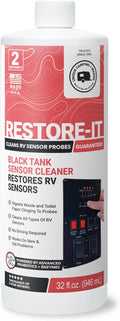 Unique Restore-It RV Sensor Cleaner Liquid - Cleans and Restores Misreading Sensor Probes by Removing Stuck-On Waste in Black Tanks - 2 Treatments Per Bottle (32 oz)