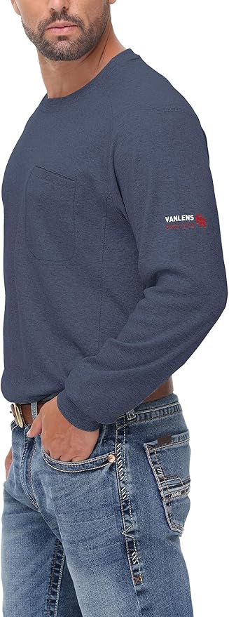 FR Shirts for Summer Crew T-Shirt 5.5OZ Heather Jersey Flame Resistant Long Sleeve Crew T Shirt CAT2