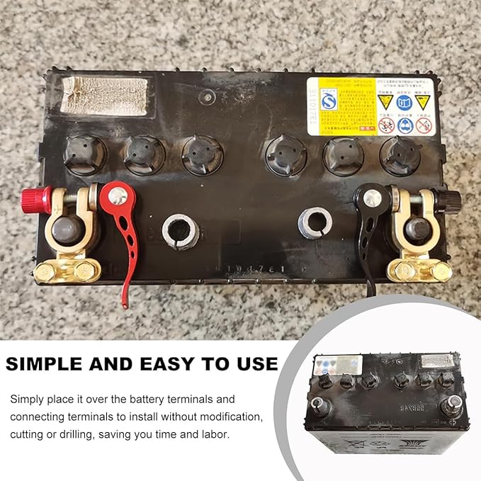 zipelo Battery Terminal Connector, Top Post Battery Cable Terminal Clamp Set, Positive and Negative 1 Pair, Good Contact and Corrosion Resistance (Style 3, 2PCS)