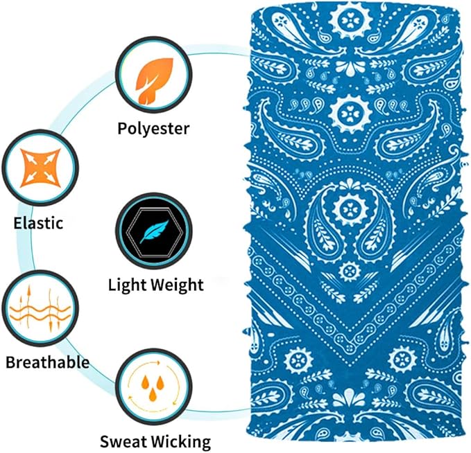 Neck Gaiter Face Cover Bandana Mask Scarf, Breathable Sun& Dust-proof for Cycling Running Fishing Hiking