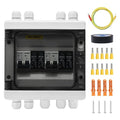 Solar Panel Disconnect Switch,40A 500V RV Circuit Breaker Box with PV Surge Protector IP65 Waterproof 2 String 2 in 2 Out PV Combiner Box for Solar Panel