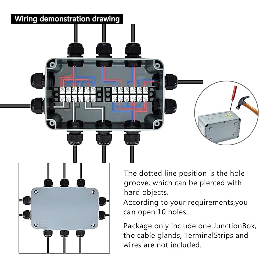 Nineleaf 4 PK ABS Plastic Dustproof Waterproof IP66 Junction Box Outdoor External Universal Electrical Project Enclosure Grey 181x111x100mm fit 20mm Cable Gland for Outdoor Use
