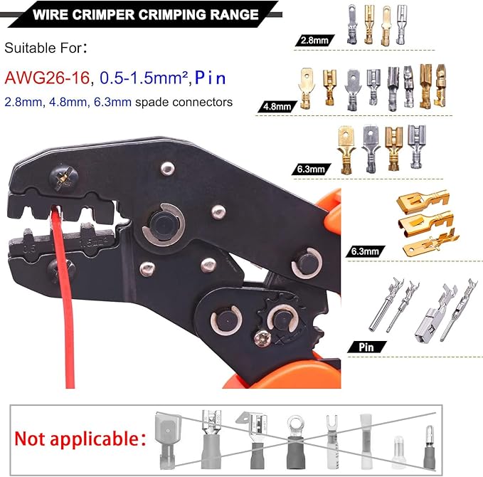 Twidec/Wire Crimping Pliers 26-16AMG Wire Crimping Tools with Ratchet,Manual Crimp Fold Tool For Open Barrel Terminal Connectors, Electrical Crimping Tool SN-48B
