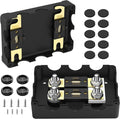 ANL Fuse Holder with 2Pcs 300 Amp ANL Fuse, Max 1000A Waterproof 4 x 5/16"(M8) Studs Heavy Duty Dual Fuse Holder with 400 Amp and 500 Amp ANL Fuses for Marine Automotive Car Truck Boat