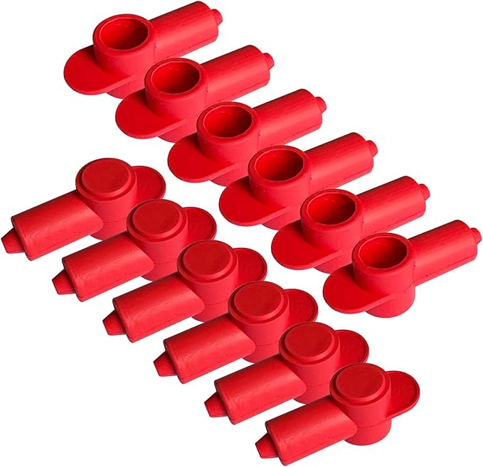 Ampper 12 Pcs Silicone 1/4", 5/16" Stud Terminal Covers, Flexible Post Terminal Cover Protector Boot for Battery Power Junction Block Post, Fits 16-6 Gauge Wire (Red)