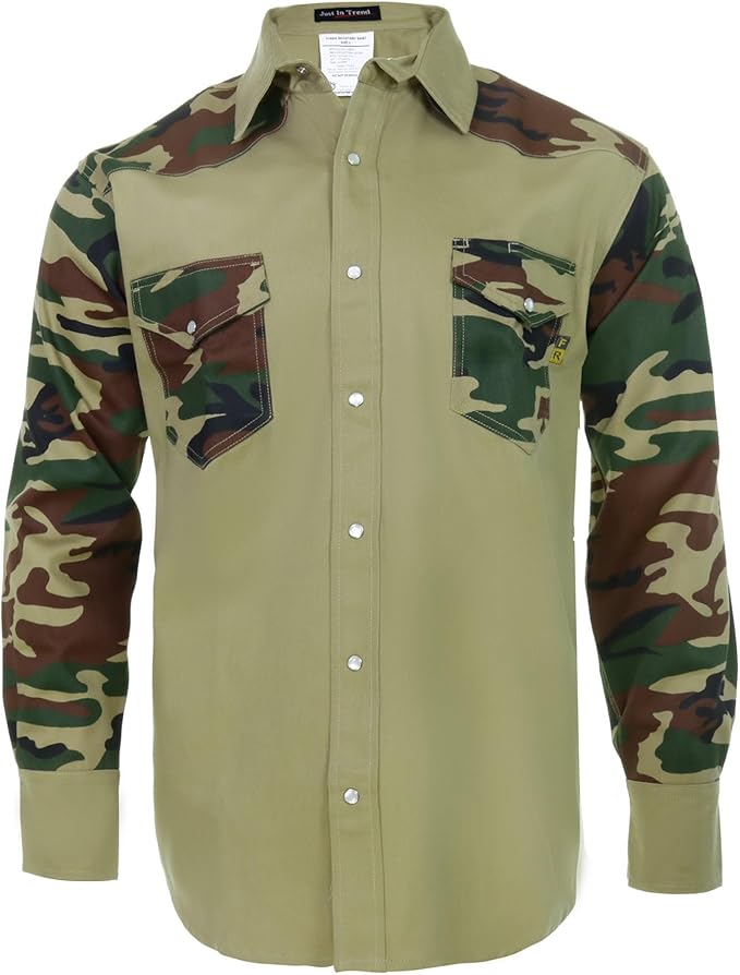 Just In Trend │Flame Resistant FR Shirt - 88/12 - Western Style - Two Tone