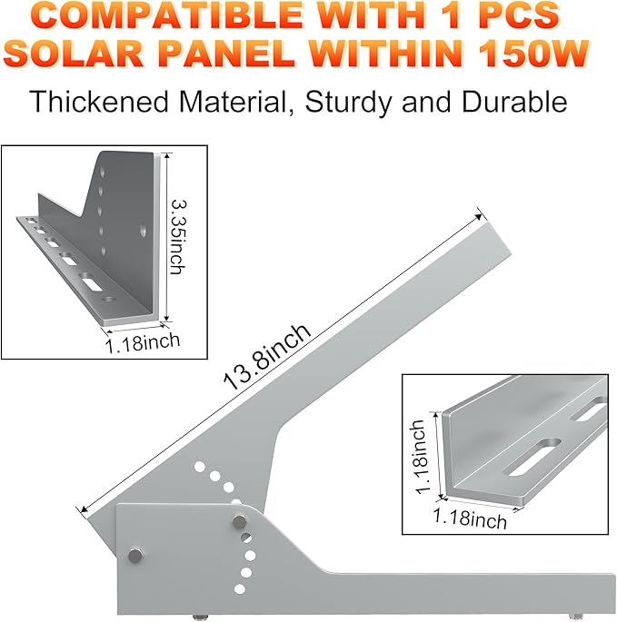 SOLPERK Solar Panel Mount - 13.8in Stand, Angle Adjustable (0-60 Degree), Mounting Brackets for 1 Solar Panel