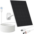 FUTUREZEN Solar Panel for Security Camera, 10W Solar Charger with DC 5.5x2.1mm, USB-C & Micro USB Port, IP66 Waterproof, 360° Adjustable Mount, 7.2FT Cable