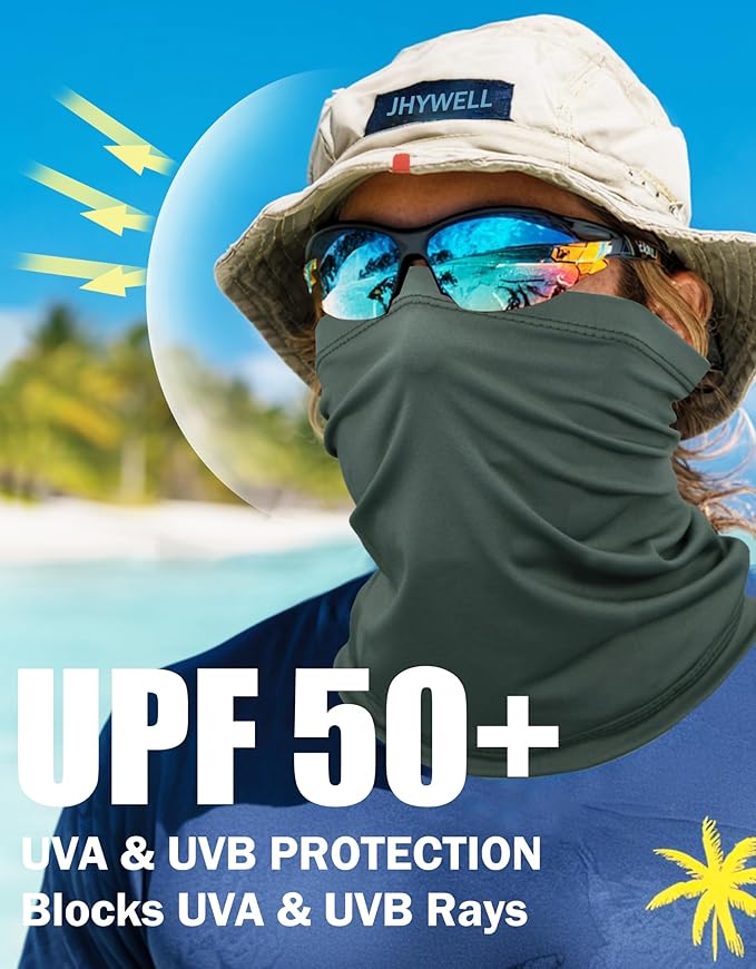 JHYWELL Cooling Neck Gaiter Face Mask, UV Protection Masks Gator, Windproof Bandana for Skiing, Fishing, Hiking, Cycling