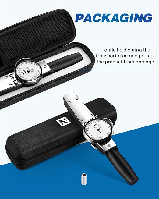 NEWTRY Dial Torque Wrench, 0.3-3N.m Dial Indicating Torquemeter with Sockets Set (4-14mm), Precision Torque Meter, 1/4 inch pound Dial Torque Wrench Torque Force Tester