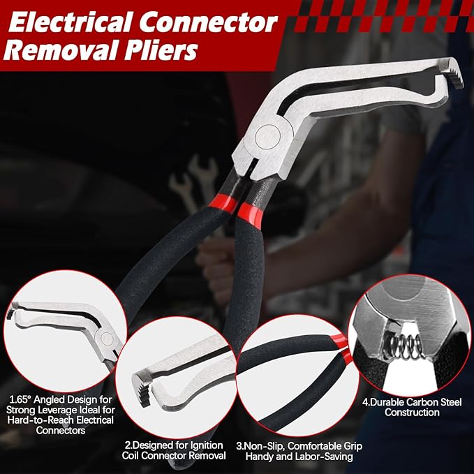 Electrical Disconnect Pliers Set – Automotive Electrical Tools & Connector Removal Tool Kit with Hose Clamp Pliers, Wire Terminal Separator, and Car Plug Connector